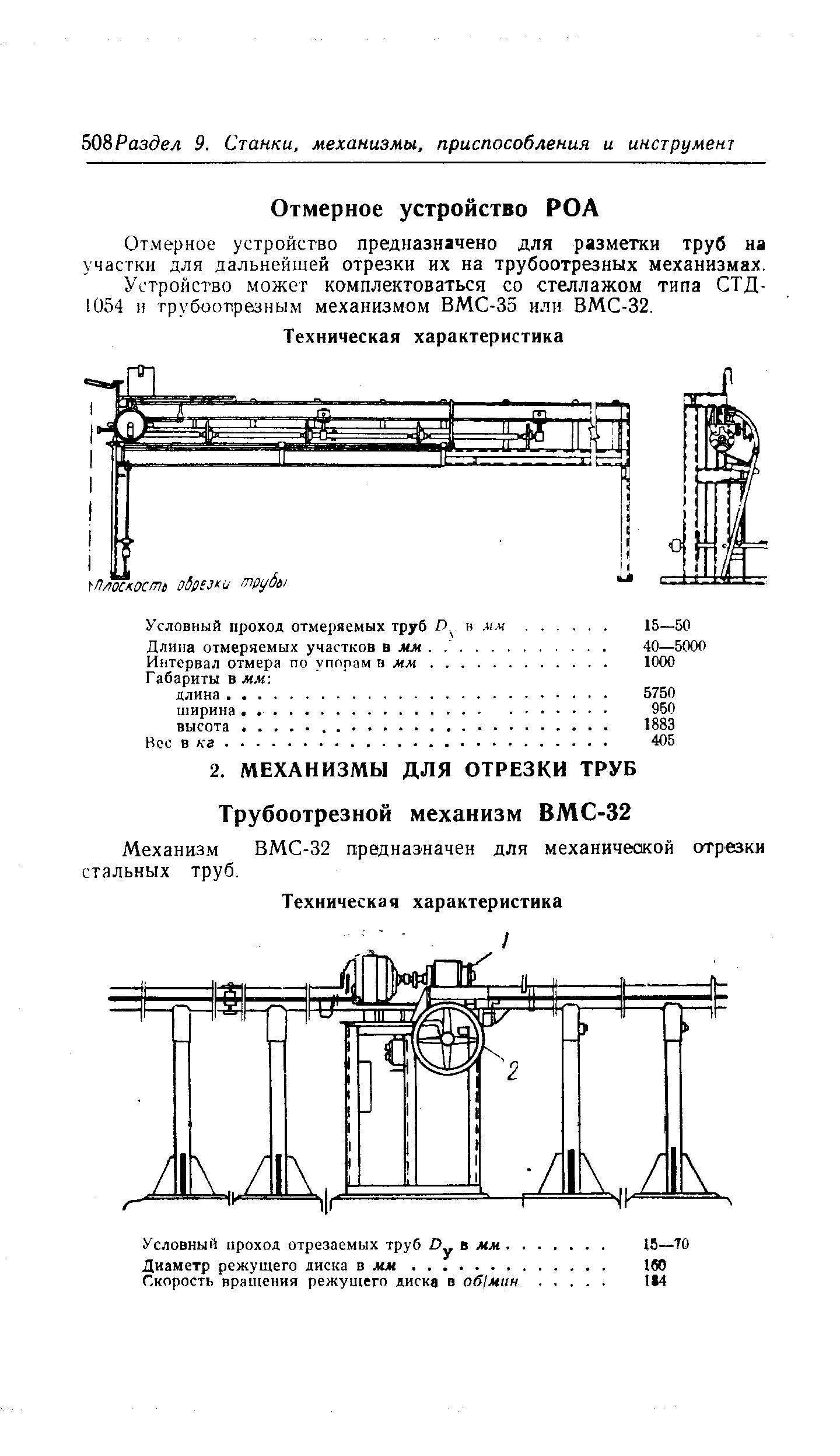 Механизм ВМС-32 предназначен для механической отрезки стальных труб.