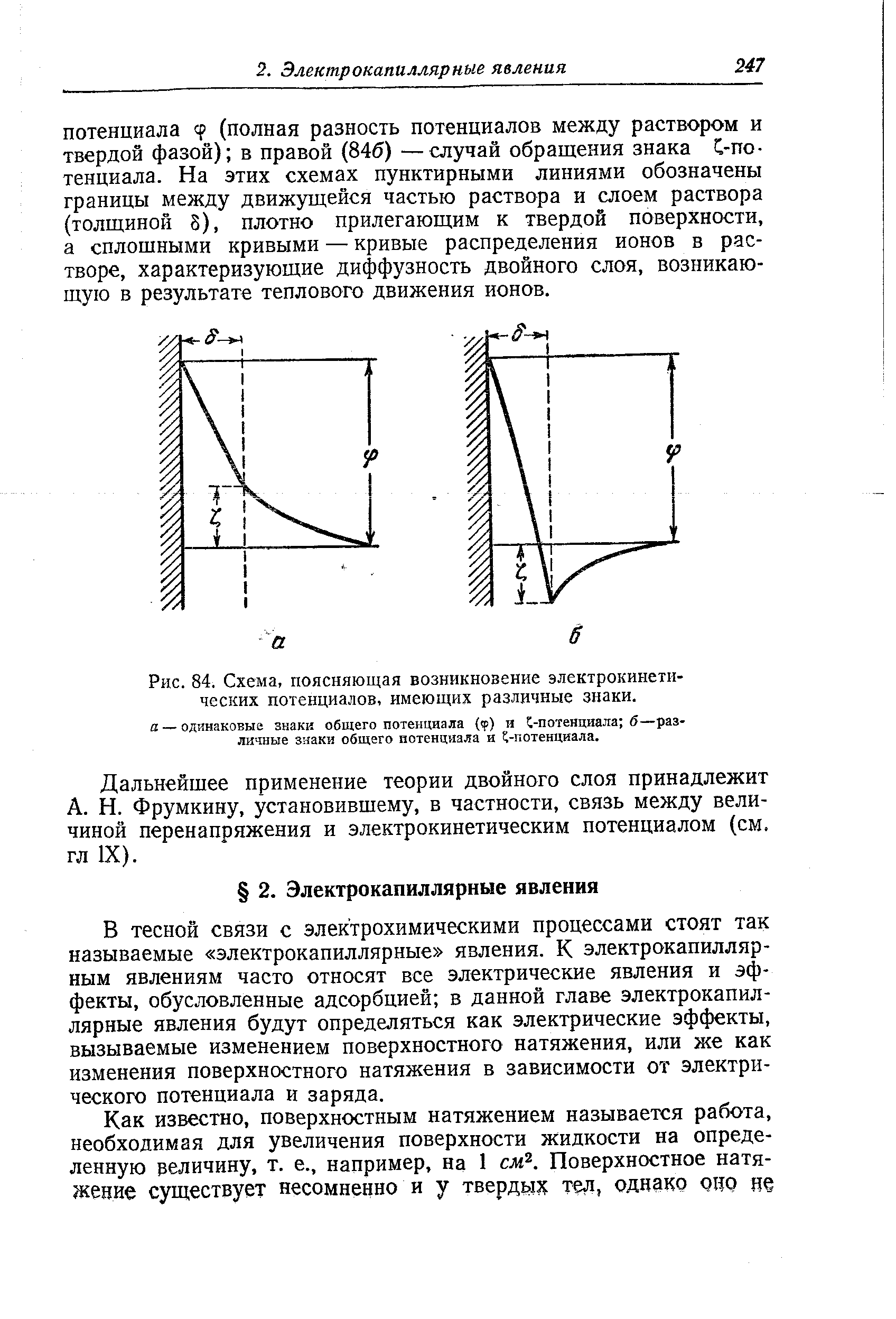 Дальнейшее применение теории двойного слоя принадлежит А. Н. Фрумкину, установившему, в частности, связь между величиной перенапряжения и электрокинетическим потенциалом (см. гл IX).