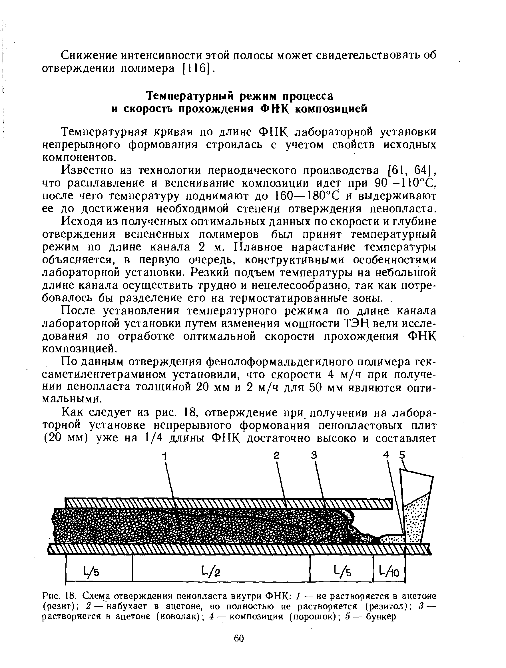 Температурная кривая по длине ФНК лабораторной установки непрерывного формования строилась с учетом свойств исходных компонентов.