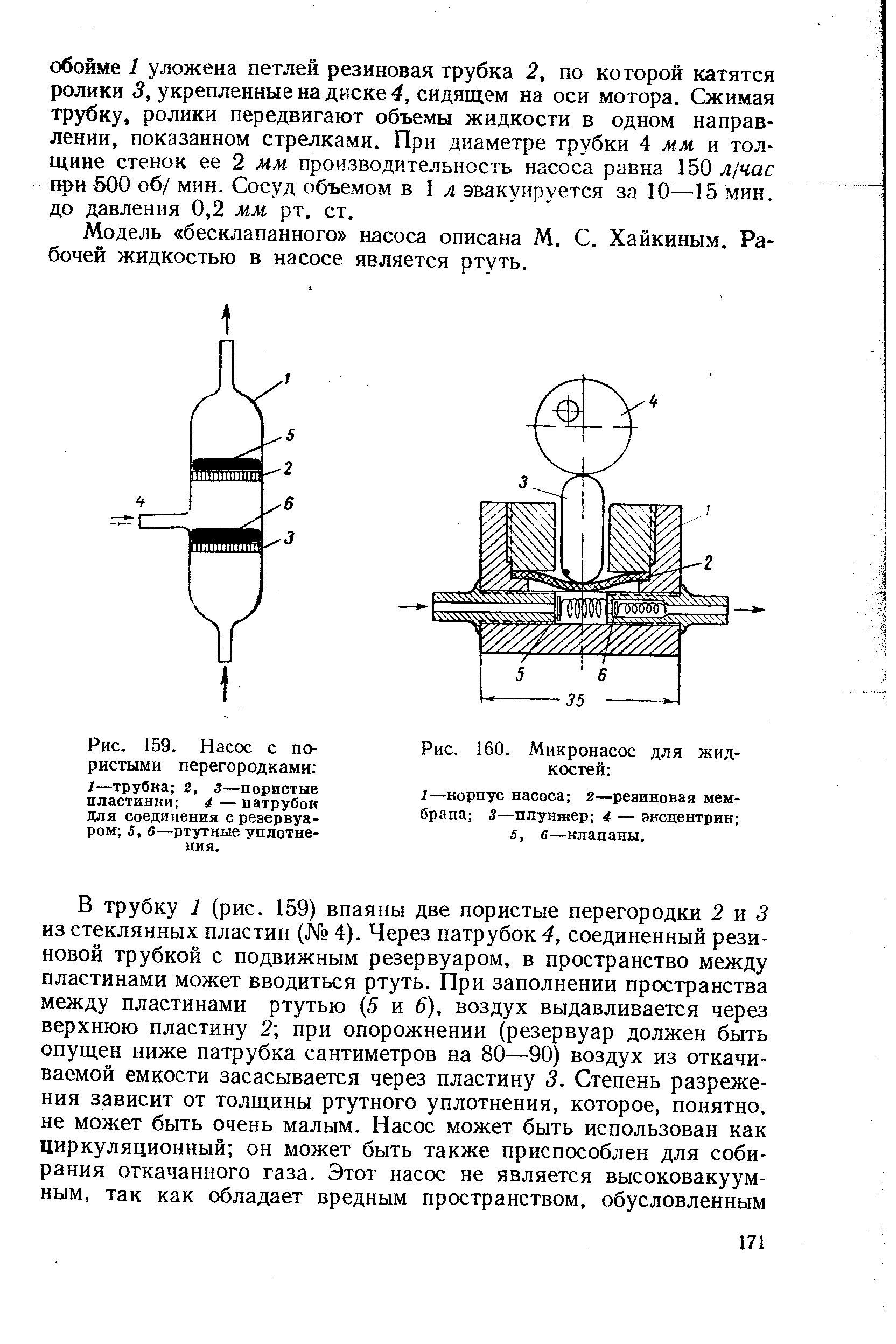 Модель бесклапанного насоса описана М. С. Хайкиным. Рабочей жидкостью в насосе является ртуть.