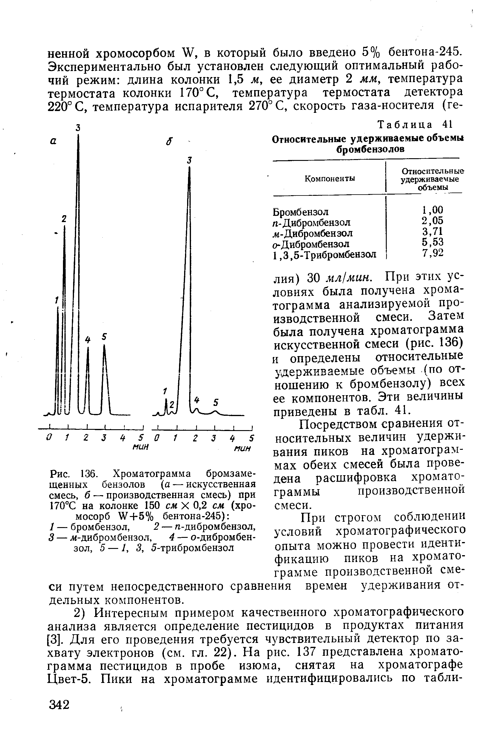 Посредством сравнения относительных величин удерживания пиков на хроматограммах обеих смесей была проведена расшифровка хроматограммы производственной смеси.