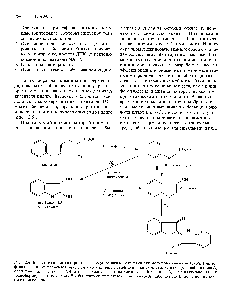Рис. 12.6. Биосинтез индиго из триптофана, осуществляемый <a href="/info/199944">генетически модифицированной</a> Е. соИ. Трипто-фаназа - один из ферментов, продуцируемых Е. соИ. Ген нафталиндиоксигеназы, <a href="/info/51602">катализирующей реакцию</a> А, происходит из плазмиды NAH, а ген ксилолоксидазы, <a href="/info/51602">катализирующей реакцию</a> Б, - из плазмиды TOL. В трансформированных клетках Е. соП индиго синтезируется либо по пути А, либо по пути Б, но не по ним обоим одновременно.