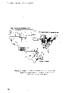 Рис.6.2 Размещение <a href="/info/1570786">подземных хранилищ газа</a> и хранилищ <a href="/info/1464530">сжиженного природного газа</a> на территории США в 2000 г. (источник AGA, EIA)