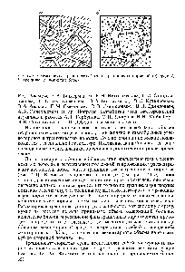 Рис. 12.1. Схемы чисто трещиноватой (а) и <a href="/info/1909514">трещиновато-пористой</a> (о) сред 1, i-трещины 2-пористые блоки