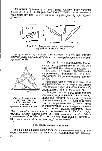 Рис. 1—2. Диаграмма изотермического равновесного состава идеальной трехкомпонентной системы