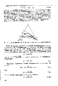 Рис. 18-24. Построение <a href="/info/28413">процесса однократной</a> экстракции на треугольной диаграмме