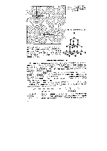 Рис. 61. Контурная диаграмма распределения электронной плотности в кристалле