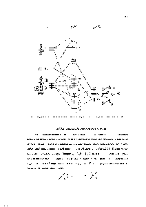 Рис. 27.4. Диаграмма орбитальных взаимодействий для <a href="/info/96443">плоского квадратного</a> комплекса МЬд