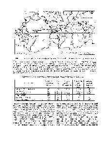 Рис. 5.1. Глобальное распределение сульфидных рудных отложений на глубоководных гидротермальных полях, по [3671
