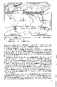 Рис. I. 1. Распределение субтропиков на <a href="/info/1469525">земном шаре</a> (из карты Климатические пояса и области по Б. П. Алисову)
