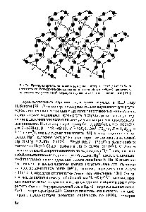 Рис.24. <a href="/info/463142">Проекция кристаллической структуры</a> эдойлерита (Н8 )зСг 0452 на плоскость хг. Восьмичленные кольца из почти линейных S-Hg-S фрагментов, чередуясь под углом 110", образуют ступенчатые ленты, параллельные [101]